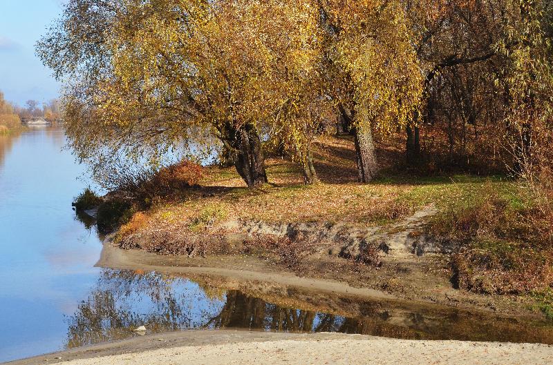 Desna river,Autumn background,Nature background,Sunny aoutumn day,Autumn nature,River,Reflexion
